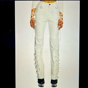 Replay Strappy Twill Pants in White